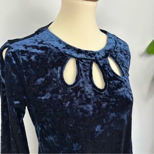 Whimsigoth Navy Crushed Velvet Top, 3/4 Sleeve, B2